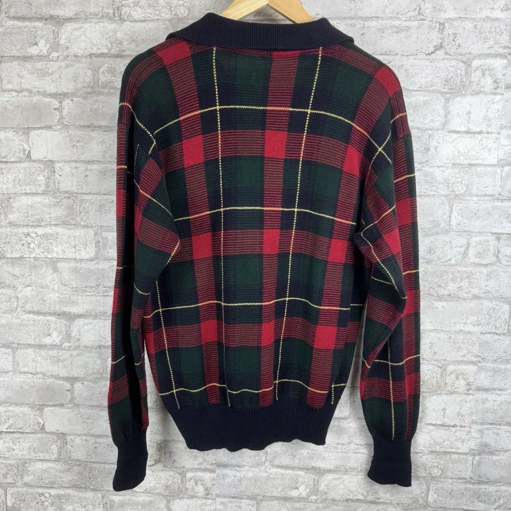 Vintage POLO RALPH LAUREN Scottish Red Tartan Plaid Heritage'Sweater Shield Logo
